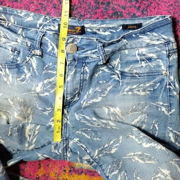 Seven7 Feather Print Skinny Jeans - Picture 8 of 14